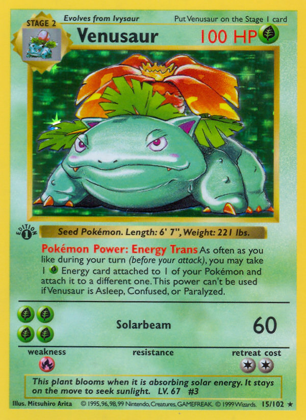 Original Base Set Venusaur Pokémon card